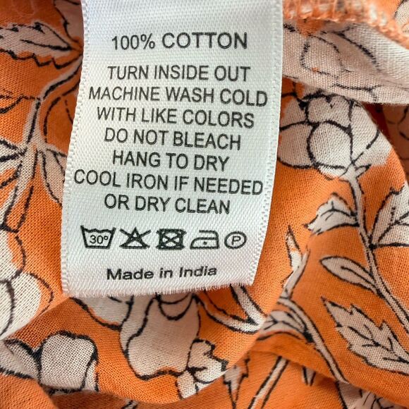 Anna Cate Maxi Dress M Orange Floral Puff Sleeve Smocked Tiered Cotton Boho - Picture 12 of 12